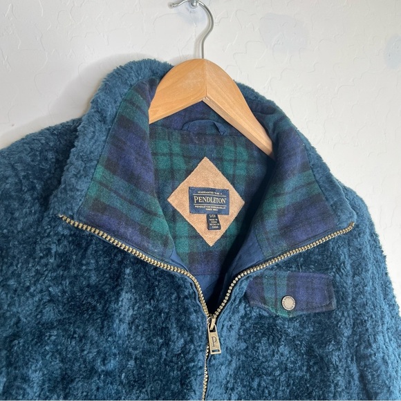 PENDLETON Blue Teddy Deep Pile Sherpa Full Zip Jacket - Picture 4 of 6